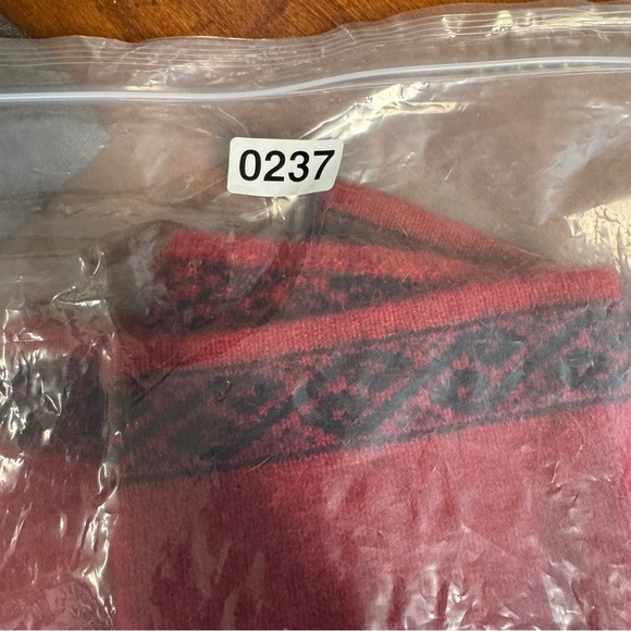 Lothlorian Red Wool Possum Blend Zip-Up Cardigan Sweater with Black Trim Women S - Picture 15 of 16